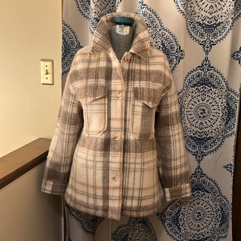 Zara Plaid Brown Shacket Size S